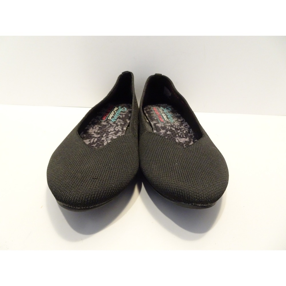 Skechers Stretch Fit Black Ballet Flats Air-Cooled Memory Foam 158116 Womens 7.5